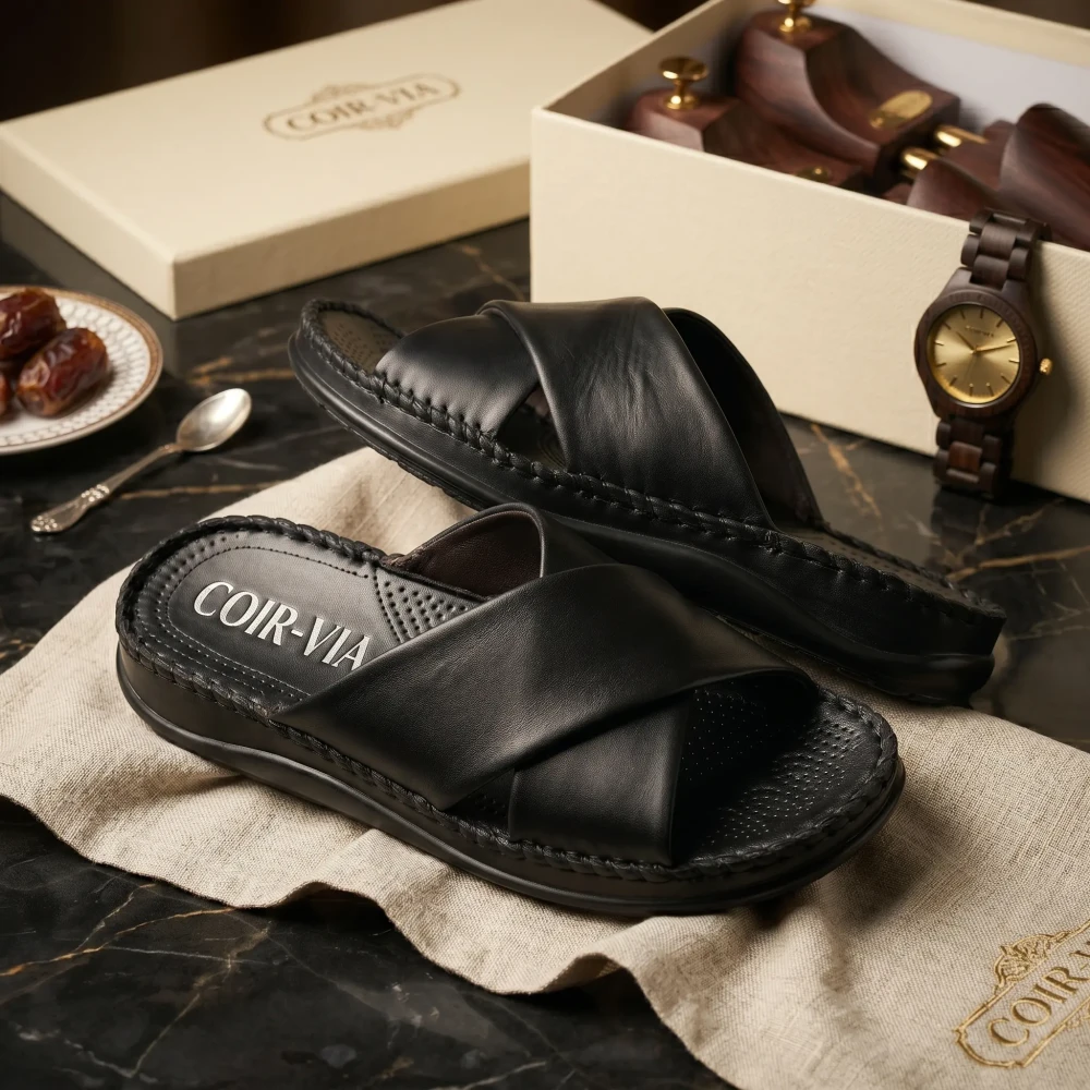 Ortho-Cuir Noir Mules "Relax" H02