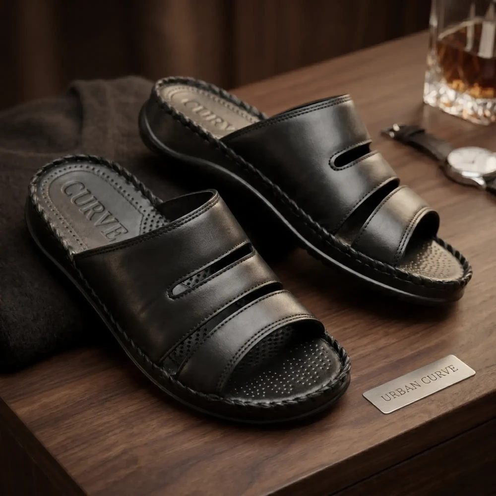 Ortho-Cuir Noir Mules Ergonomiques "Relax" MODEL Z