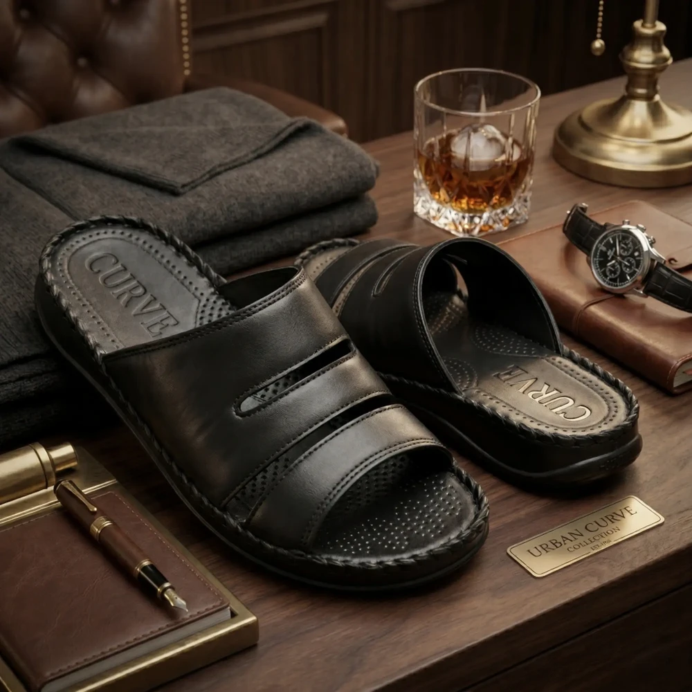 Ortho-Cuir Noir Mules Ergonomiques "Relax" MODEL Z