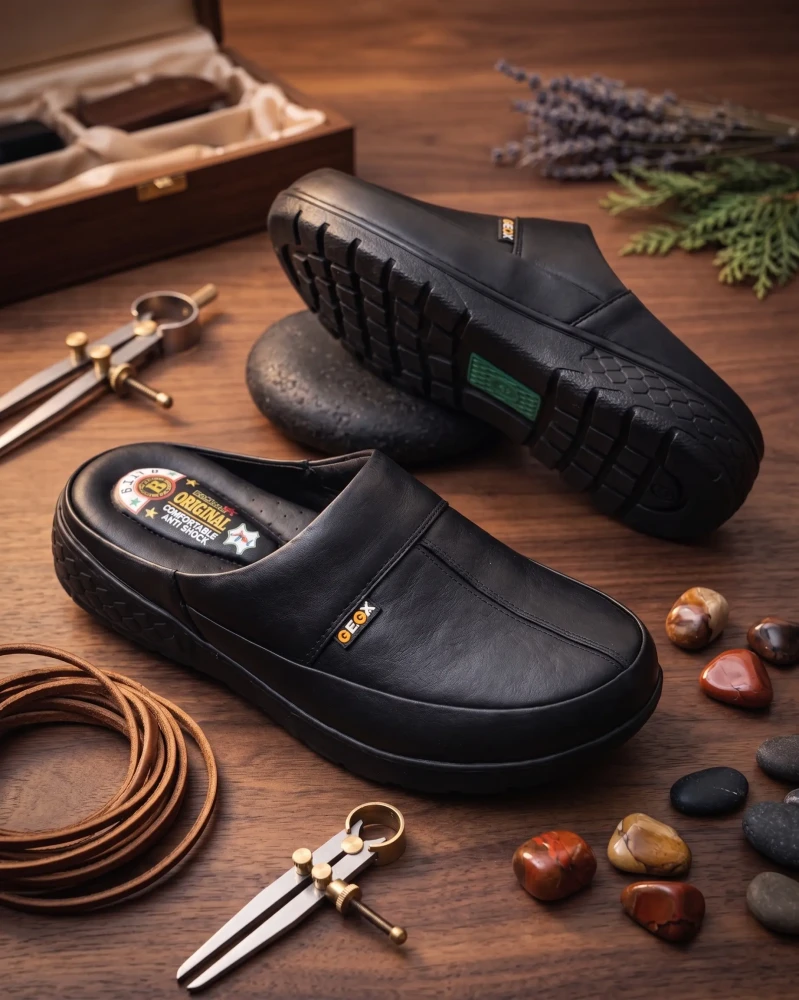 Mules en cuir noir pour homme – Confort et élégance