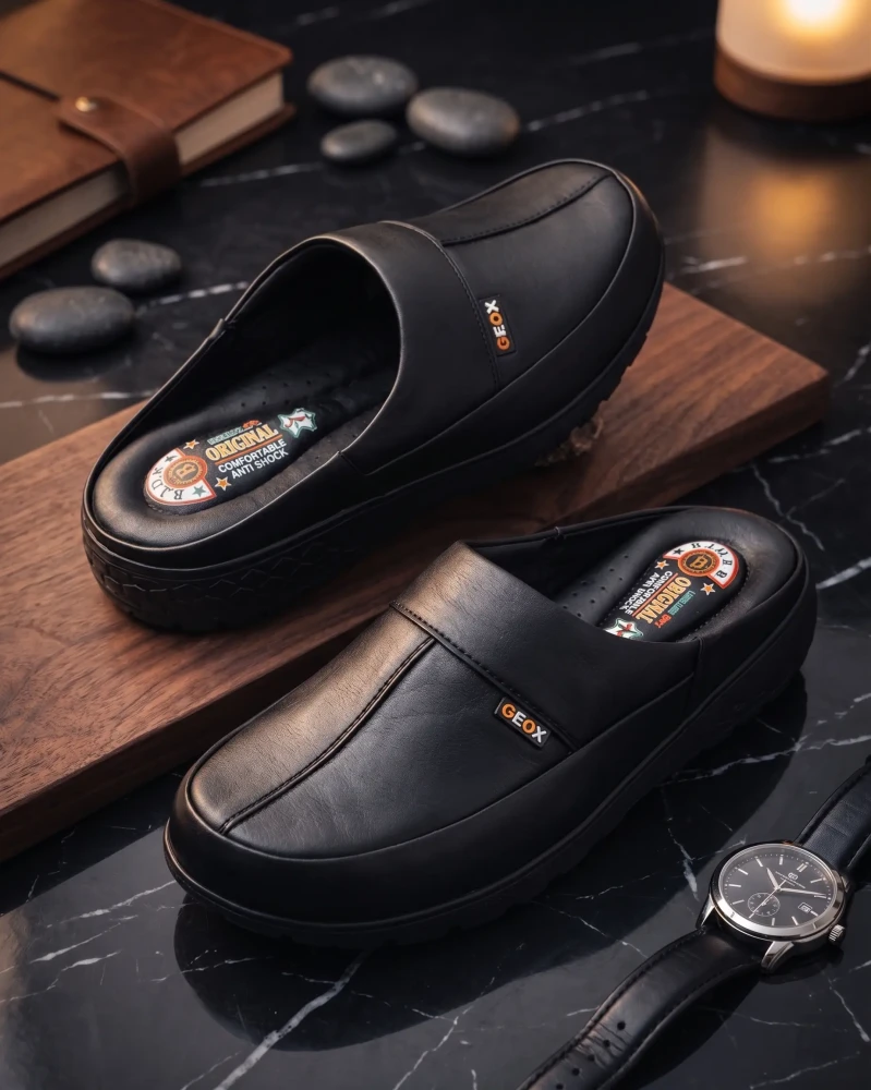 Mules en cuir noir pour homme – Confort et élégance