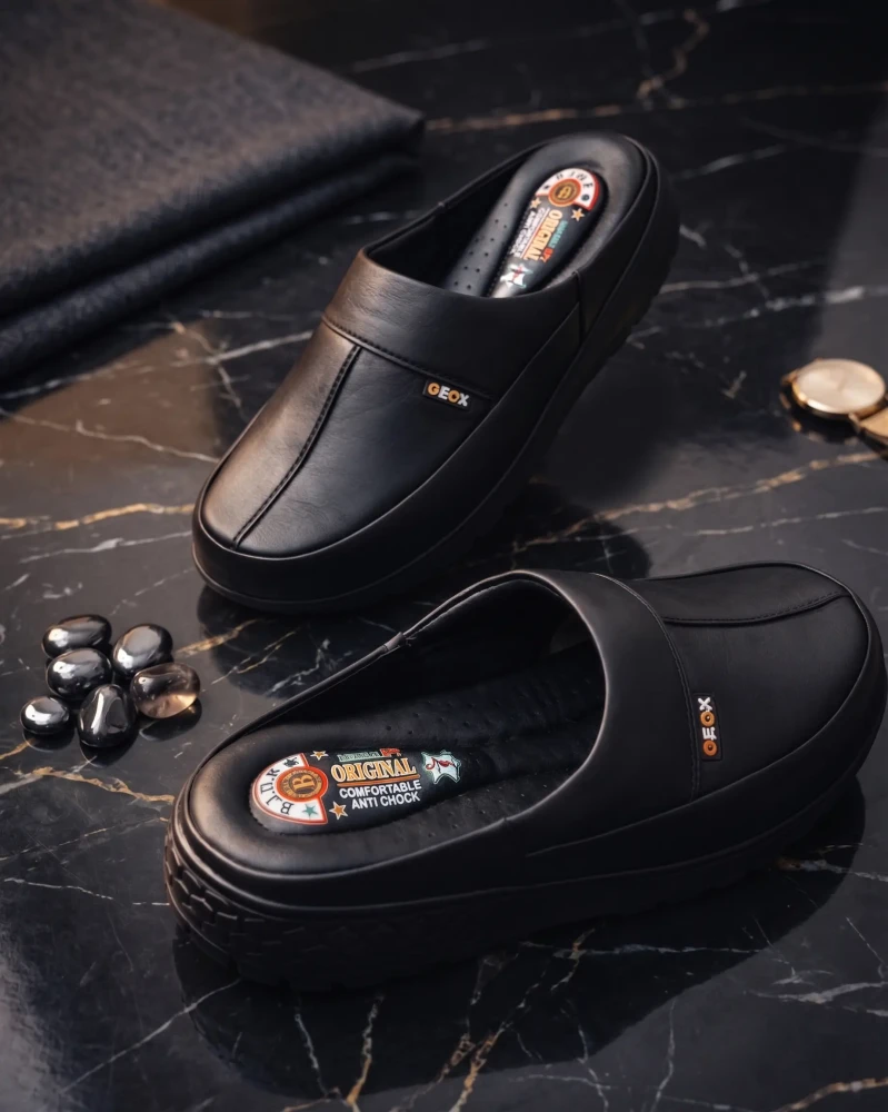 Mules en cuir noir pour homme – Confort et élégance