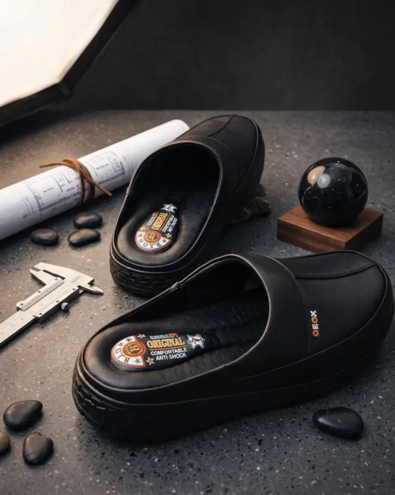 Mules en cuir noir pour homme – Confort et élégance