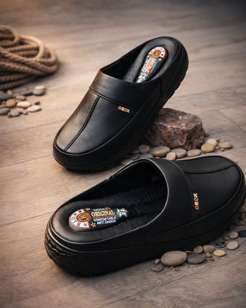 Mules en cuir noir pour homme – Confort et élégance